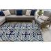 Blue/White 66 x 42 x 0.5 in Area Rug - Canora Grey Carre Transitional Modern Rugs Ravella Floral Tile Indoor/Outdoor Use Rug Navy Polypropylene | Wayfair