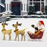 National Tree Company Santa & Reindeer Assortment w/ LED Light | 33 H x 11 W x 31 D in | Wayfair DF-2114225001L