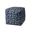 Bayou Breeze Breezewood 17" Wide Square Abstract Pouf Outdoor Ottoman in Gray/Blue | 17 H x 17 W x 17 D in | Wayfair