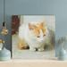 Red Barrel Studio® Brown Cat Sitting In A Corner Of The Wall - 1 Piece Square Graphic Art Print On Wrapped Canvas in White | Wayfair