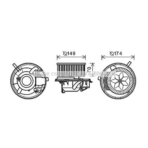 AVA QUALITY COOLING Innenraumgebläse Ø149mm 149mm für SKODA VW SEAT AUDI 3C1820015M 3C1820015AA 3C1820015K VN8341