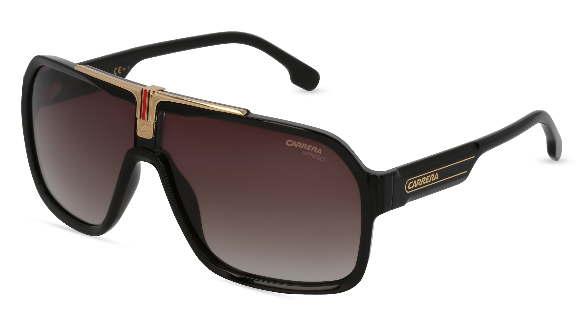 Carrera 1014/S Herren-Sonnenbrille Vollrand Monoscheibe Kunststoff-Gestell, schwarz