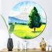 East Urban Home The Yellow Field w/ The Beautiful Tree - Country Metal Circle Wall Art Metal in Blue/Green | 29 H x 29 W x 1 D in | Wayfair