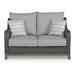Signature Design by Ashley Park 55.5" Wide Outdoor Wicker Loveseat w/ Cushions Wicker/Rattan in Black/Gray | 38 H x 55.5 W x 34.75 D in | Wayfair