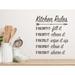 Story Of Home Decals Kitchen Rules Wall Decal Vinyl in Brown | 18 H x 15 W in | Wayfair KITCHEN 195h