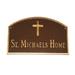 Montague Metal Products Inc. Prestige Arch w/ Rugged Cross Garden Plaque Metal in Green/Yellow, Size 10.25 H x 15.5 W x 0.32 D in | Wayfair
