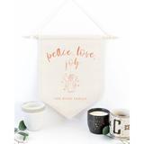 The Holiday Aisle® Personalized Peace Love Joy Hanging Wall Banner, Cotton | 14 H x 10 W x 0.1 D in | Wayfair 40B8520DF3364AE1B4BEE4FCAEFB6E30