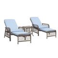 Bayou Breeze Cimarron 69.48" Long Reclining Chaise Lounge Set w/ Cushions & Table Wicker/Rattan in Brown | 39.37 H x 27.95 W x 69.48 D in | Outdoor Furniture | Wayfair