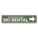 Lizton Sign Shop, Inc Ski Rental Arrow Aluminum Sign Metal in Gray/Green/White | 6 H x 24 W x 0.063 D in | Wayfair 1991-A624