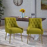 Willa Arlo™ Interiors Sandstrom Tufted Velvet Dining Chair Upholstered/Velvet in Green | 33.07 H x 22.05 W x 24.8 D in | Wayfair