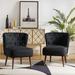 Accent Chair - Wade Logan® Afzal 25.8" W Modern Tufted Polyester Side Accent Chair w/ Solid Wood Legs Polyester in Black | Wayfair
