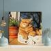 Red Barrel Studio® Orange Tabby Cat On White & Black Cat Print Ceramic Mug - 1 Piece Square Graphic Art Print On Wrapped Canvas Metal | Wayfair