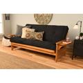 Winston Porter Johnte 82" Wide Full Futon & Mattress Wood/Solid Wood/Microfiber/Microsuede in Black/Brown | 37 H x 82 W x 31 D in | Wayfair