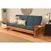 Wade Logan Flodin 82" Wide Full Futon & Mattress Microfiber/Microsuede in Blue/Brown | 37 H x 82 W x 31 D in | Wayfair