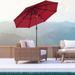 Outsunny 9FT 3 Tiers Patio Umbrella Outdoor Market Umbrella with Crank, Push Button Tilt for Deck, Backyard and Lawn