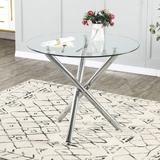 3 Pieces Round Kitchen Glass Dining Table Set - N/A