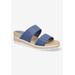 Wide Width Women's Maryann Wedge Sandal by Easy Street in Denim Croco (Size 11 W)