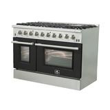 Forno Galiano 48" 6.58 cu. ft. Freestanding Gas Range w/ Griddle & Convection Oven in Black | 38 H x 48 W x 28 D in | Wayfair FFSGS6244-48BLK