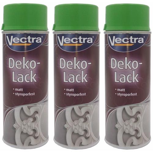 Vectra - 3x ® Dekolack gelbgrün matt 400ml Lackspray Farbspray Sprühdose Spraydose