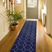 Custom Size Hexagon Blue 31 Inch Wide Non-Slip Stair Runner Rug