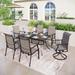 7-Piece Padded Textilene Chairs with Wave Arms & Metal Table with 2.6" Umbrella Hole