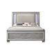 ACME Antares Queen Bed (LED HB) in Fabric & Light Gray Oak