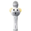 Lenco BMC-060 Karaoke Mikrofon für Kinder - Bluetooth V5.0 - Mit Smartphone-Halterung - 5 Watt RMS - LED Lichteffekte - integrierter Akku mit 1200mAh – Android und iOS - Weiß