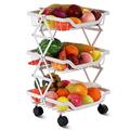 BRIAN & DANY 3 Tier Vegetable Storage Rack, Stretch Fruit Stand with Lockable Casters, Basket Storage for Kitchen, Bathroom, Pantry, Garage, White