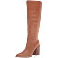 NINE WEST Women's Brixe Knee High Boot, Tan Leather, 6 UK