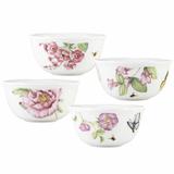 Lenox 12 oz. 4 Piece Butterfly Meadow Bloom Dessert Bowl Set Porcelain China/Ceramic in Green/Pink | 2.5 H x 4.75 W x 4.75 D in | Wayfair 829039