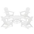 POLYWOOD® Nautical 5-Piece Adirondack Outdoor Chair Conversation Set Plastic in White | Wayfair PWS705-1-WH