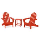 POLYWOOD® Classic Folding Adirondack 3-Piece Set w/ Long Island 18" Outdoor Side Table Plastic in Red | Wayfair PWS700-1-SR