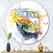 Williston Forge Retro Grungy Hippy Bus - Unframed Print on Metal in Green/Orange/Yellow | 36 H x 36 W x 1 D in | Wayfair