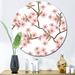 Red Barrel Studio® Pink Cherry Blossoms on Branches on White - Unframed Print on Metal in Brown/Pink/Red | 11 H x 11 W x 1 D in | Wayfair