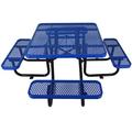 Arlmont & Co. Square Outdoor Steel Picnic Table 46", W/ Umbrella Pole Metal in Blue | 28.9 H x 82 W x 82 D in | Wayfair