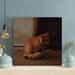 Red Barrel Studio® Orange Tabby Cat On Brown Floor - 1 Piece Square Graphic Art Print On Wrapped Canvas in Brown/Gray | Wayfair