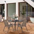 Freeport Park® Giuliani Square 4 - Person 37" Long Outdoor Dining Set Metal in Brown | 37 W x 37 D in | Wayfair 3D87FB58F7D34D5FB9973FDAF33B05CD