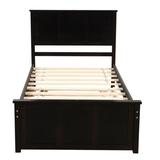 Red Barrel Studio® Twin Bed Frame 2 Drawers w/ Wheels Wood in Brown | 41.3 H x 76 W x 42.7 D in | Wayfair D90912C32890481A86FE76C497D30F49