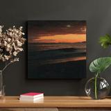Rosecliff Heights Sea Waves Crashing On Shore During Sunset 5 - 1 Piece Square Graphic Art Print On Wrapped Canvas in Black/Orange | Wayfair
