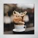 Latitude Run® Ice Cream In White Ceramic Cup - 1 Piece Square Graphic Art Print On Wrapped Canvas in Brown/White | 16 H x 16 W x 2 D in | Wayfair