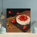 Latitude Run® Strawberry On White Ceramic Plate - 1 Piece Square Graphic Art Print On Wrapped Canvas in Red/White | 16 H x 16 W x 2 D in | Wayfair