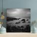 Highland Dunes Grayscale Photo Of Rocky Shore 4 - 1 Piece Square Graphic Art Print On Wrapped Canvas in Black/Gray | 16 H x 16 W x 2 D in | Wayfair