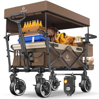 Bollerwagen Faltbar GTS-9100 mit Dach Handwagen Transportwagen klappbar inkl. 2x 3-Punkt Gurtsystem Image