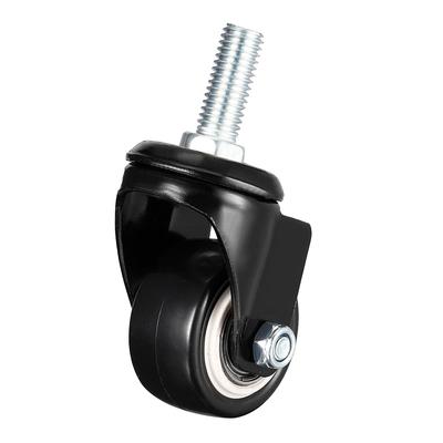 1.5 Inch Swivel Caster Wheel PU Threaded Stem Wheel, M10 x 25mm - Black