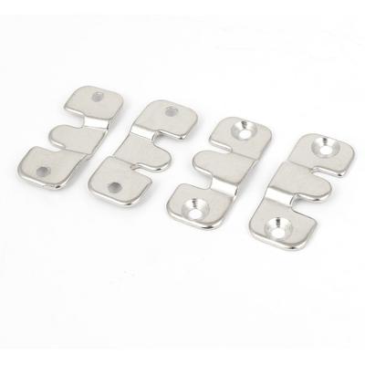 Household Furniture Photo Frame Sectional Interlocking Connector 4pcs - Silver Tone