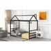 Modern Simple Style Roof and Chimney Design Twin Size House Platform Bed with Horizontal Guardrail Headboard & Footboard