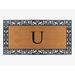 A1HC Rubber and Coir Paisley Border Heavy Duty Non-Slip Durable Double Door Monogrammed Doormat 30"X60", Black