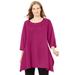 Plus Size Women's French Terry Handkerchief Hem Tunic by Woman Within in Raspberry (Size 3X)