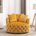 Barrel Chair - Rosdorf Park 42.1" W Tufted Velvet Swivel Barrel Chair in Yellow | 24.4 H x 42.1 W x 39.9 D in | Wayfair