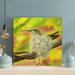 Winston Porter White & Brown Bird On Green Plant - 1 Piece Rectangle Graphic Art Print On Wrapped Canvas in Green/Yellow | Wayfair